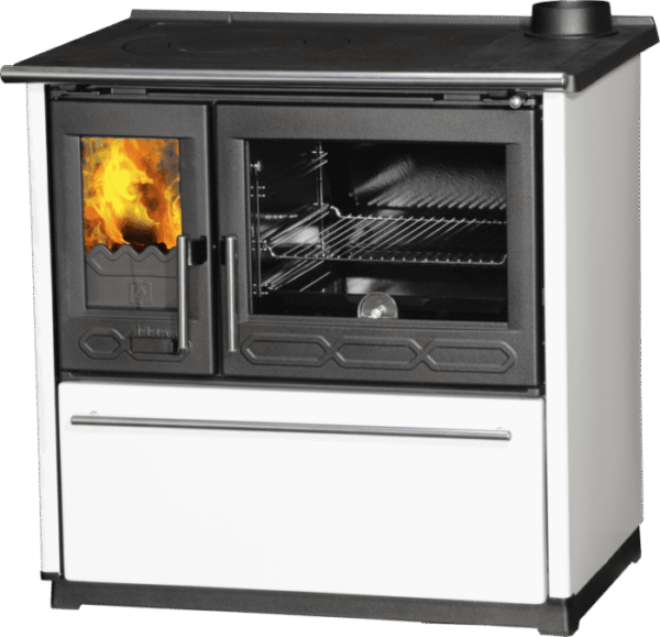 Cuisinière à bois 8Kw 850 glas blanc gauche – Plamen